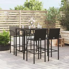 Garden bar set black poly rattan 5 piece durable garden bar set