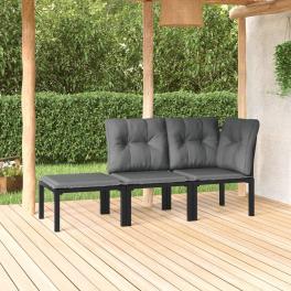 Garden lounge set black pe rattan medium adjustable armrests