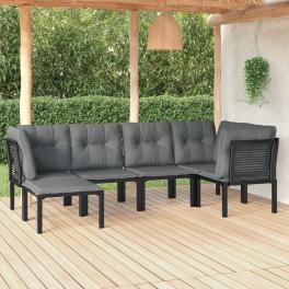 Garden lounge set black and dark grey