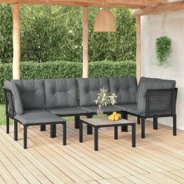 Garden lounge set black and dark grey