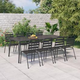 Garden dining set anthracite steel large stackable