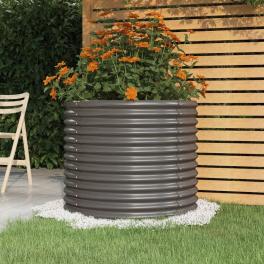 Garden planter grey powder-coated steel 31.5x31.5x26.8 in