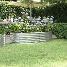 Garden raised bed silver powder-coated steel large durable