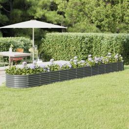 Garden raised bed grey powder-coated steel large