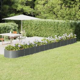 Garden raised bed grey powder-coated steel large durable