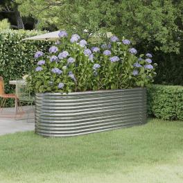 Garden raised bed silver powder-coated steel medium durable