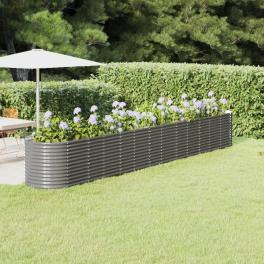 Garden raised bed gray powder-coated steel large