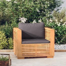 Sofa chair dark grey, natural wood