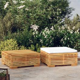 Garden lounge set cream solid teak wood, polyester medium