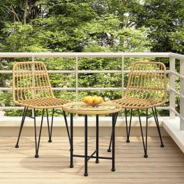 Garden chair set of 2 black steel, polyethylene with a rattan look