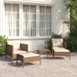 Patio lounge set brown poly rattan medium durable