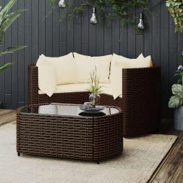 Patio lounge set set of 4 brown pe rattan 4 piece set