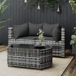 Patio lounge set gray pe rattan standard adjustable feet