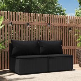 Patio middle sofa black pe rattan standard adjustable feet
