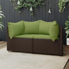 Patio corner sofa brown, green