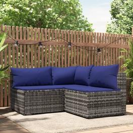 Patio lounge set gray pe rattan standard modular