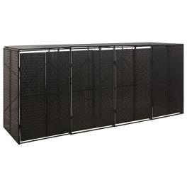 Quadruple wheelie bin shed black 107.9"x31.5"x46.1" poly rattan