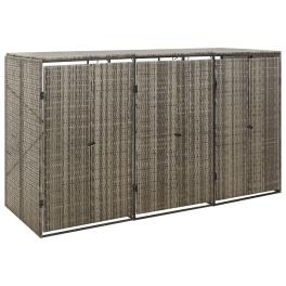 Triple wheelie bin shed gray 81.5"x31.5"x46.1" poly rattan