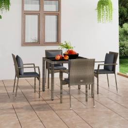 Garden chair grey pe rattan, powder-coated steel, polyester medium
