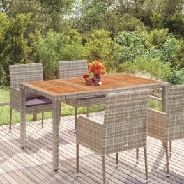 Garden table with wooden top grey
