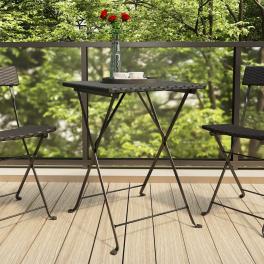 Folding bistro table black pe rattan, powder-coated steel medium