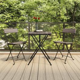 Folding bistro set grey pe rattan small foldable bistro set