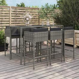 Garden bar set grey pe rattan standard seats many bar table set