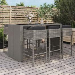 Garden bar set grey poly rattan standard footrest