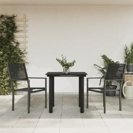 Garden dining set black powder-coated steel medium durable