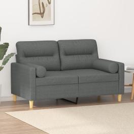 2-seater sofa dark grey fabric (100% polyester), metal, textilene