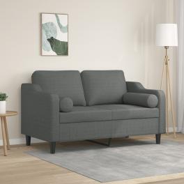 2-seater sofa dark grey fabric (100% polyester), metal, textilene