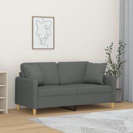 2-seater sofa dark gray fabric (100% polyester), metal, textilene