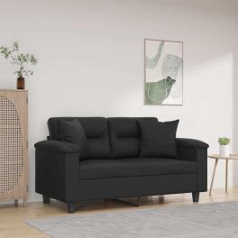2-seater sofa black faux leather, metal, textilene 2-seater