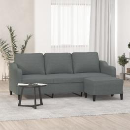 3-seater sofa with footstool dark grey