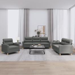 Sofa set dark grey fabric (100% polyester), metal, textilene, plywood
