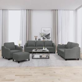 Sofa set dark grey polyester, metal, textilene, plywood large