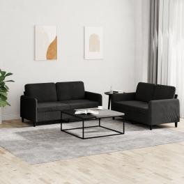 Sofa set black velvet (100% polyester) medium sofa set