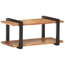 Tv cabinet natural wood and black solid acacia wood and iron medium