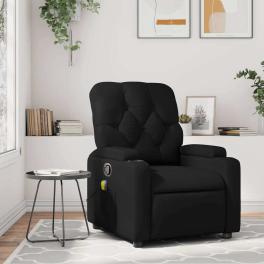 Massage recliner chair black faux leather, metal, plywood
