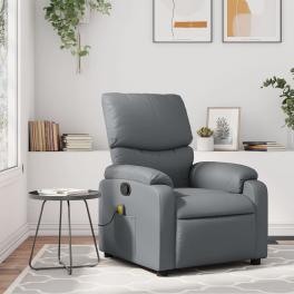 Massage recliner chair grey faux leather, metal, plywood medium