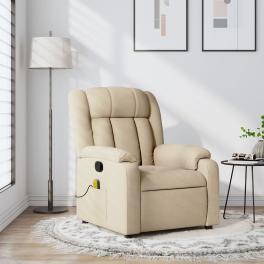 Massage recliner chair cream fabric (100% polyester) single sofa