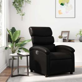 Recliner chair black faux leather, metal, plywood medium