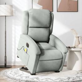 Electric stand up massage recliner chair light gray