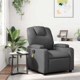Massage recliner chair grey faux leather, metal, plywood standard