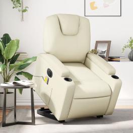 Electric stand up massage recliner chair cream