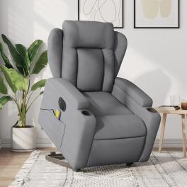 Electric stand up massage recliner chair light gray