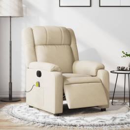 Electric massage recliner chair cream fabric