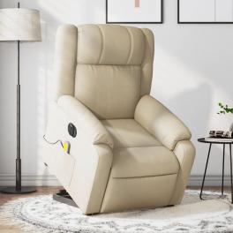 Electric stand up massage recliner chair cream fabric