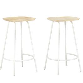 Bar stool set of 2 bleached wood, white