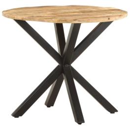 Side table natural wood, black solid mango wood, powder-coated iron